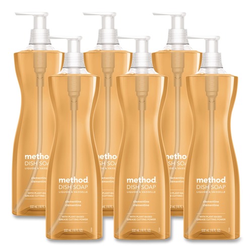 Dishwashing Detergents | Method 00735CT 18 oz. Pump Bottle Dish Soap - Clementine (6/Carton) image number 0