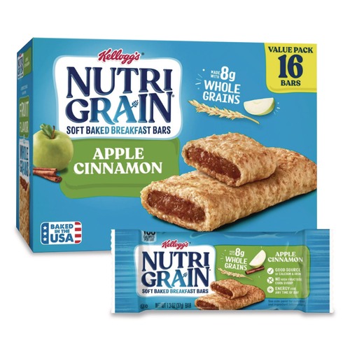 Meals & Snack Bars | Kellogg's 511370 1.3 oz. Bar Nutri-Grain Soft Baked Breakfast Bars - Apple-Cinnamon (16/Box) image number 0