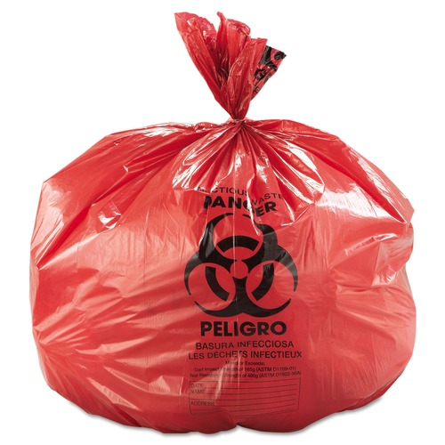 Waste Receptacles | Inteplast Group WSL4046R Low-Density 45 Gallon 40 in. x 46 in. Commercial Can Liners - Red (100/Carton) image number 0