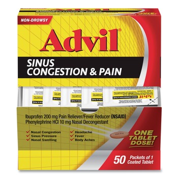 PRODUCTS | Advil 019901 Sinus Congestion and Pain Relief (50/Box)