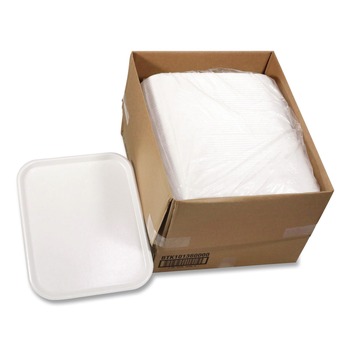 Pactiv Corp. BTK101360000 18 in. x 14 in. Laminated Foam Serving Tray - White (100/Carton)
