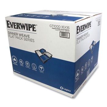 DINNER NAPKINS | Everwipe GT100016X16 16 in. x 16 in. 2-Ply Flat Pack Premium Linen-Like Guest Towel Napkins - White (1000/Carton)