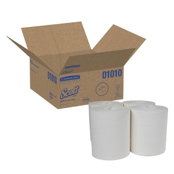 Scott 01010 8 in. x 15 in. 2-Ply Essential Center-Pull Towels - White (4 Rolls/Carton)