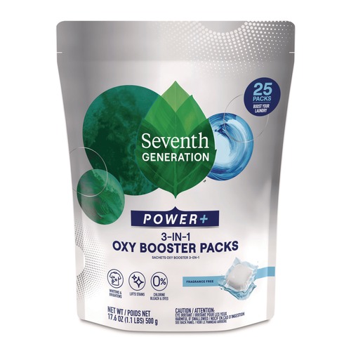 Laundry Detergents | Seventh Generation 68927608 17.6 oz PowerPlus 3-in-1 Oxy Booster Packs - Fragrance-Free (6/Carton) image number 0