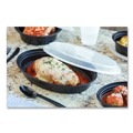 Food Containers & Lids | Pactiv Corp. OC24B Newspring VERSAtainer 9.1 x 6.7 x 1.45 24 oz Plastic Oval Microwavable Containers - Black/Clear (150/Carton) image number 2
