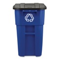 Outdoor Waste Receptacles | Rubbermaid Commercial FG9W2773BLUE Brute 50-Gallon Square Recycling Rollout Container - Blue image number 0