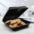 Perforated Roll & Hand Towels | Dart 90HTPFB1R 9.01 in. x 9.4 in. x 3.1 in. Insulated Foam Hinged Lid Containers - Black (200/Carton) image number 3