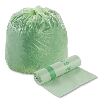 REPRO TRASH BAGS | Stout by Envision E3039E11 EcoSafe-6400 30 in. x 39 in. 1.1 mil. 30 Gallon Compostable Bags - Green (48/Box)