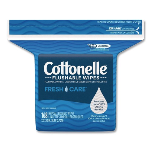 Hand Sanitizing Wipes | Cottonelle 41777 5 in. x 7.25 in. Fresh Care Flushable Cleansing Cloths - White image number 0