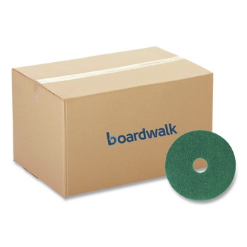 Boardwalk BWK4013GRE 13 in. Diameter Heavy-Duty Scrubbing Floor Pads - Green (5/Carton)