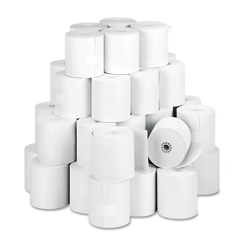 Perforated Roll & Hand Towels | PM Company 5479 3 in. x 150 ft. Impact Bond Paper Rolls - White (50/Carton) image number 0