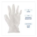 Janitorial Disposable & Single Use Gloves | Boardwalk BWK361LCT 3-3/5 mil. Exam Vinyl Gloves - Large Clear (1000/Carton) image number 7