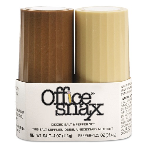 Breakroom Condiments | Office Snax 00057 4 oz. Salt and 1.5 oz. Pepper Two-Shaker Set (2/Set) image number 0