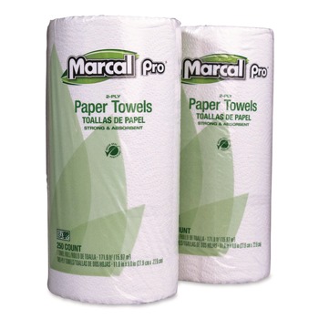 PRODUCTS | Marcal 250HC 11 in. x 8.8 in. 2-Ply 100 Percent Premium Recycled Kitchen Roll Towels - White (12/Carton)