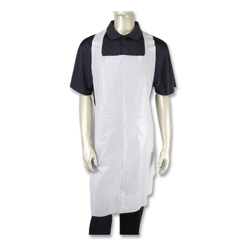 Aprons & Bibs | AmerCareRoyal RPA20HW 28 in. x 46 in. 1.77 mil Heavyweight Poly Aprons - One Size Fits All, White (500/Carton) image number 0