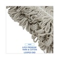 Mop Heads | Boardwalk BWK4032C No. 32 Loop Web/Tailband Value Standard Cotton Mop Head - White (12/Carton) image number 6