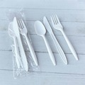 Cutlery Kits | Boardwalk BWK3KITWHPS 3-Piece Mediumweight Fork/Knife/Teaspoon Cutlery Kit - White (250/Carton) image number 4