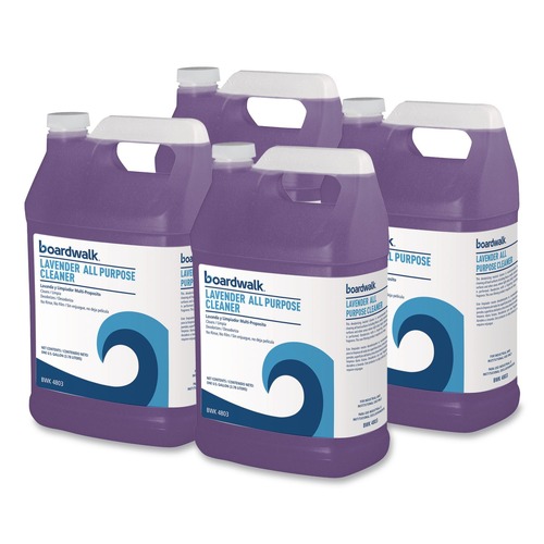 All Purpose Cleaners & Degreasers | Boardwalk 053000-41ESSN 128 oz. Bottle All Purpose Cleaner - Lavender Scent (4/Carton) image number 0