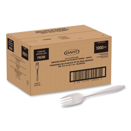 Disposable Forks | SOLO F6OW Style Setter Medium Weight Polypropylene Fork Cutlery - White (1000/Carton) image number 0