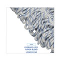 Mop Heads | Boardwalk BWK552 Rayon/Polyester Wide Floor Finish Mop Head - Medium, White/Blue (12/Carton) image number 6