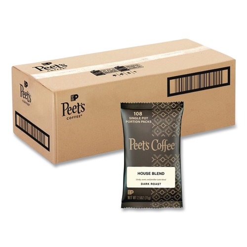 Coffee - Caffeinated | Peet's Coffee & Tea 504915 House Blend 2.5 oz. Frack Pack Coffee Portion Packs (18/Box) image number 0