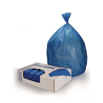WASTE RECEPTACLES | Heritage A6043PX 30 in. x 43 in. 30 gallon 1.3 millimeter Biohazard Infectious Waste Flat Pack Healthcare Biohazard Printed Can Liners - Blue (200/Carton)