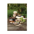Food Containers & Lids | Pactiv Corp. YMCH08030001 EarthChoice 7.8 in. x 7.8 in. x 2.8 in. Bagasse Hinged Lid 3-Compartment Container with Dual Tab Lock - Natural (150/Carton) image number 7
