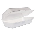 Food Containers & Lids | Dart 72HT1 3.8 in. x 7.1 in. x 2.3 in. Foam Hinged Lid Hot Dog Container - White (500/Carton) image number 0