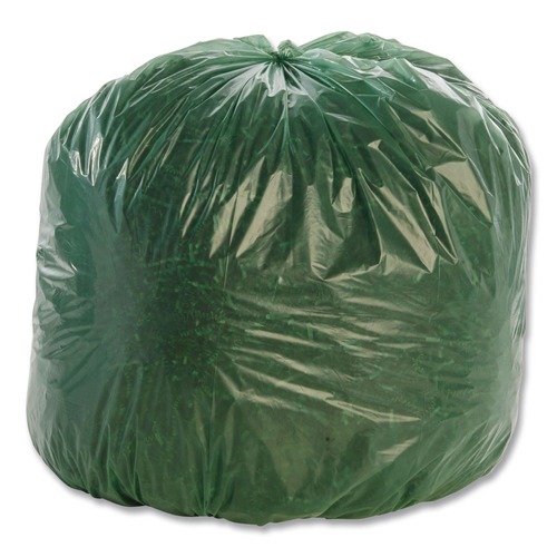 Repro Trash Bags | Stout by Envision G3340E11 Controlled Life-Cycle 33 in. x 40 in. 1.1 mil. 33 Gallon Plastic Trash Bags - Green (40/Box) image number 0