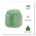 Repro Trash Bags | Stout by Envision E4248E85 EcoSafe-6400 42 in. x 48 in. 0.85 mil. 48 Gallon Compostable Bags - Green (40/Box) image number 2
