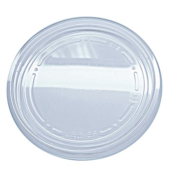 FOOD CONTAINERS AND LIDS | Fabri-Kal 000000000009501020 Recycleware Flat Plug Fit Round Plastic Deli Container Lids - Clear (500/Carton)