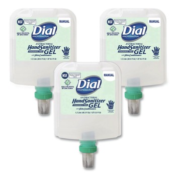 Dial Professional 19711 1.2 Liter Antibacterial Gel Hand Sanitizer Refill for Dial 1700 Dispenser - Fragrance-Free (3/Carton)