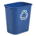 Indoor Waste Receptacles | Rubbermaid Commercial FG295673BLUE 28.13-Quart Rectangular Deskside Recycling Container - Medium, Blue image number 3
