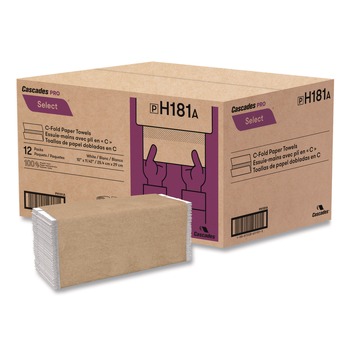 Cascades PRO H181 3.75 in. x 10 in. 1-Ply C-Fold Select Paper Towels - White (12 Packs/Carton)