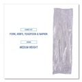 Cutlery Kits | Boardwalk BWKFKTNMWPPWH 4-Piece Polypropylene Cutlery Kit - White (250/Carton) image number 4