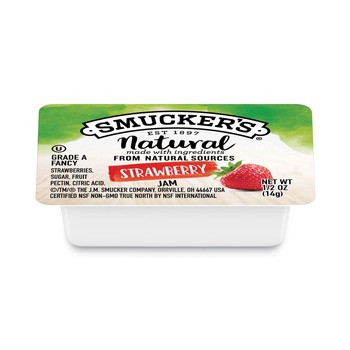 BREAKROOM CONDIMENTS | Smucker's 5150008201 Smuckers 0.5 oz Container Natural Jam - Strawberry (200/Carton)