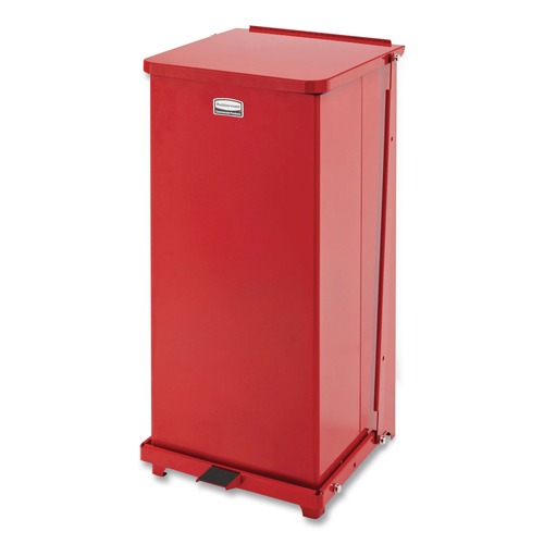 Waste Receptacles | Rubbermaid Commercial FGST24EPLRD 13 gal. Defenders Heavy-Duty Steel Step Can - Red image number 0