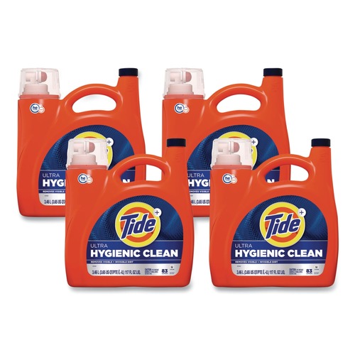 Laundry Detergents | Tide 80737288 132 oz Hygienic Clean Heavy 10x Duty HE Liquid Laundry Detergent - Original Scent (4/Carton) image number 0