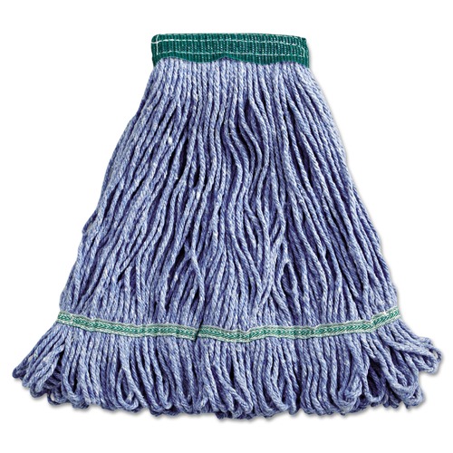 Mop Heads | Boardwalk BWK502BLEA 5 in. Headband Super Loop Cotton/Synthetic Fiber Wet Mop Heads - Blue, Medium image number 0