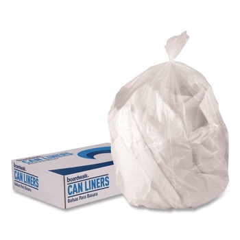 LOW DENSITY TRASH BAGS | Boardwalk H4832MCKR01 16 Gallon 0.5 mil 24 in. x 32 in. Perforated Roll Low-Density Waste Can Liners - Clear (500/Carton)