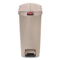 Indoor Waste Receptacles | Rubbermaid Commercial 1883459 Streamline 13-Gallon Resin End Step Style Step-On Container - Beige image number 1