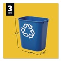 Indoor Waste Receptacles | Rubbermaid Commercial FG295573BLUE 13.63-Quart Rectangular Deskside Recycling Container - Small, Blue image number 4