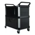 Carts | Rubbermaid Commercial FG409500BLA 40.63 in. x 20.75 in. x 37.81 in. 300 lbs. Capacity 3 Shelves Plastic Xtra Equipment Cart - Black image number 2