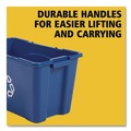 Indoor Waste Receptacles | Rubbermaid Commercial FG571873BLUE 18 Gallon Polyethylene Stacking Recycle Bin - Blue image number 5