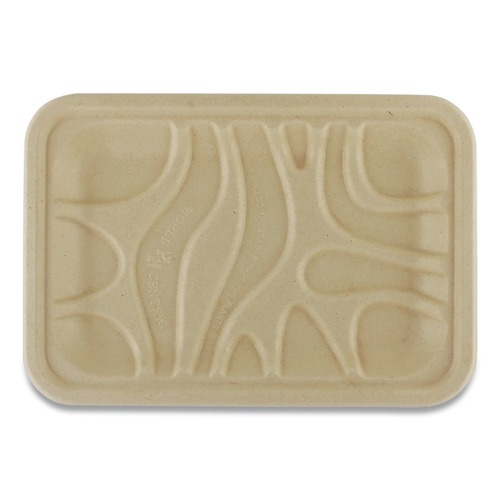 Food Trays & Liners | World Centric TRSC2SLLF 8.2 in. x 5.7 in. x 0.7 in. PLA Lined PFAS-Free Paper Fiber Trays - Natural (500/Carton) image number 0