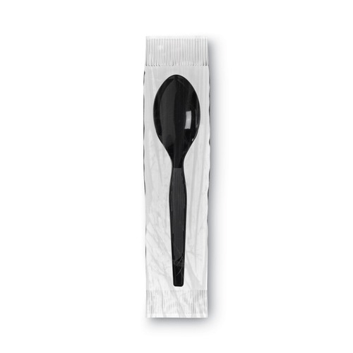 Disposable Spoons | Dixie TM5W540 Grab&rsquo;N Go Wrapped Cutlery Teaspoons - Black (90/Box, 6 Box/Carton) image number 0