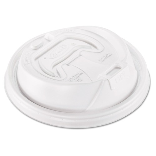 Cup Lids | Dart 16RCL Optima Reclosable Lid for 12 - 24 oz. Hot Cups - White (10 Packs/Carton) image number 0