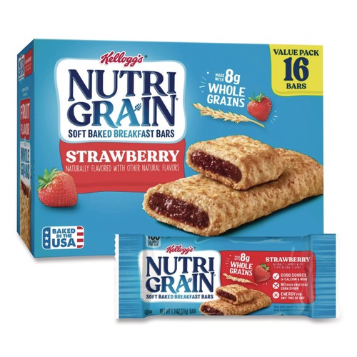 Meals & Snack Bars | Kellogg's 511386 1.3 oz. Bar Nutri-Grain Soft Baked Breakfast Bars - Strawberry (16/Box) image number 0