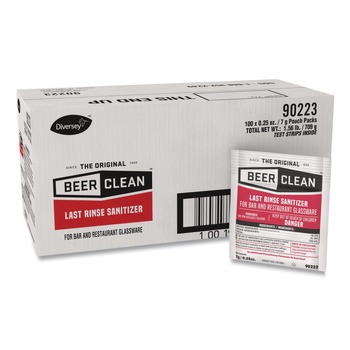 GLASSWARE CLEANERS | Diversey Care 90223 Beer Clean 0.25 oz. Packet Powder Last Rinse Glass Sanitizer (100/Carton)