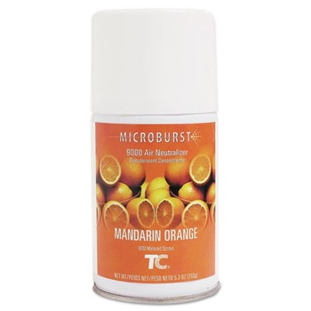 METERED DISPENSER REFILLS | Rubbermaid Commercial FG402093 5.3 oz. Aerosol Spray TC Microburst 9000 Air Freshener Refill - Mandarin Orange (4/Carton)